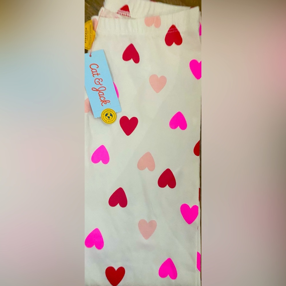Heart Leggings. Cat&Jack, Girls Size: Large (10/12), Heart Pattern.